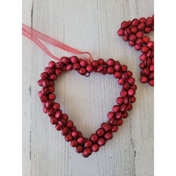 Mini bell wreath heart star red ornament set Xmas decor - Picture 2 of 7